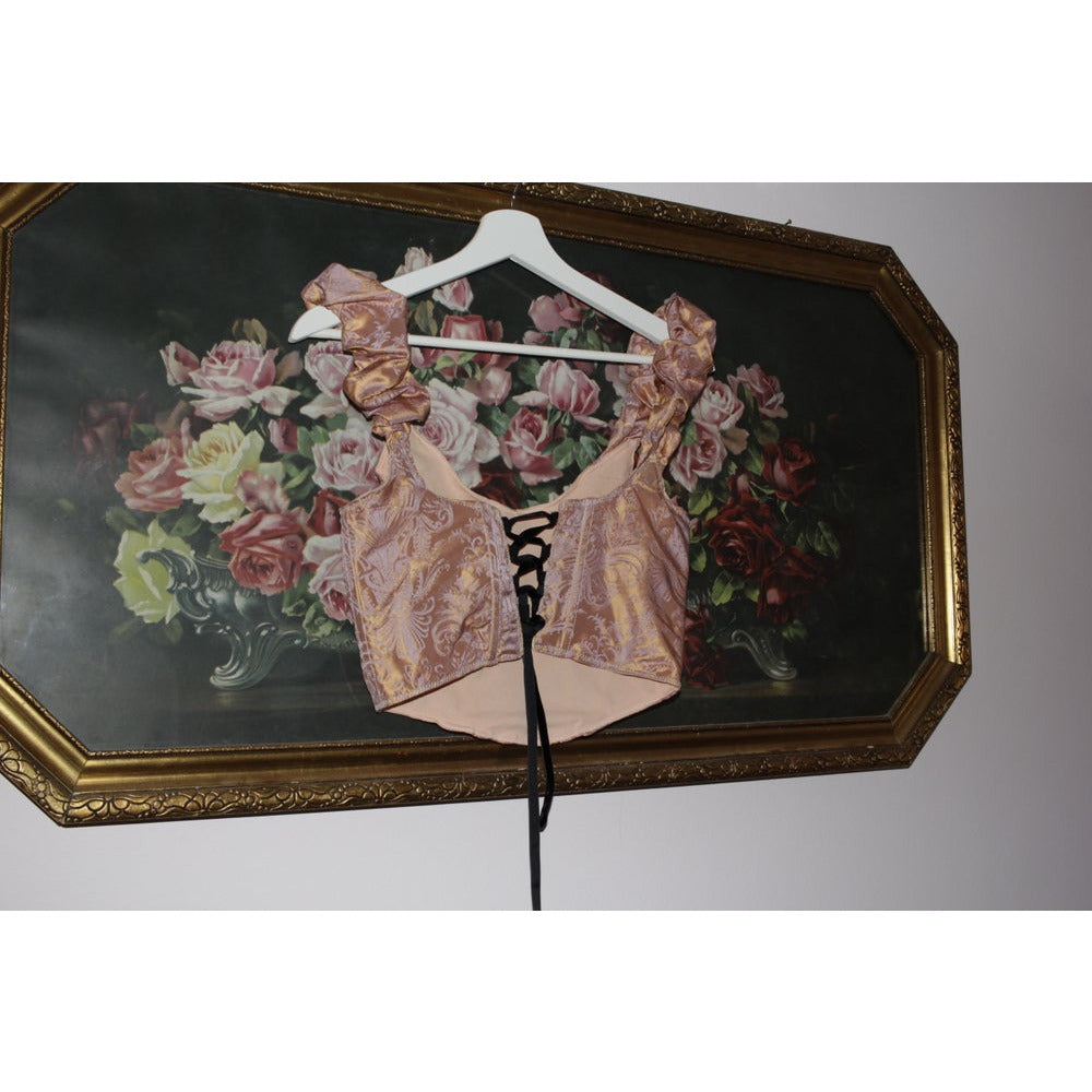 rose skin real silk brocade corset top