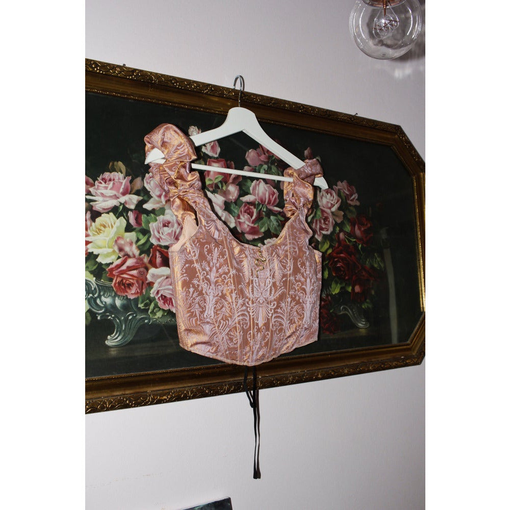 rose skin real silk brocade corset top