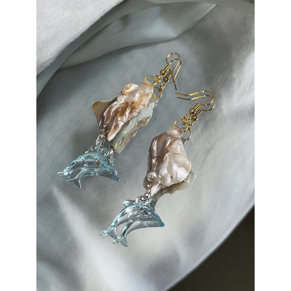 dolphin pearl earrings